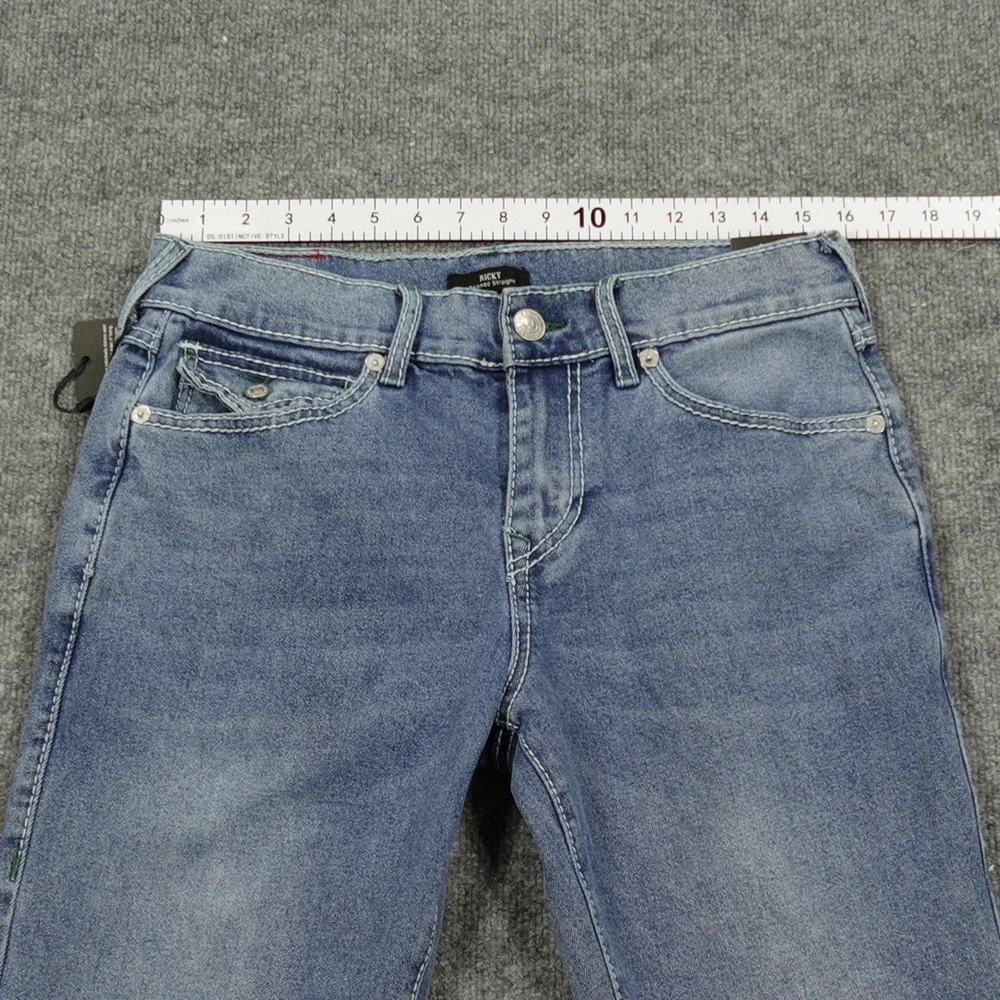 True Religion Jeans Men 30x34 Blue Ricky Relaxed Big T Flap Pocket Straight